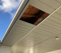 Home soffits damaged by wind